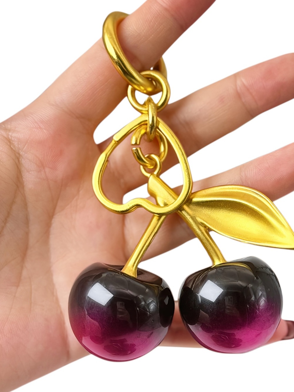 Sparkling Resin Cherry Bag Charm or Keychain - Picture 3 of 3